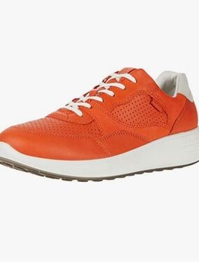 Ecco Orange Leather Perforated Lace-Up Sneakers Sz 10 Men’s